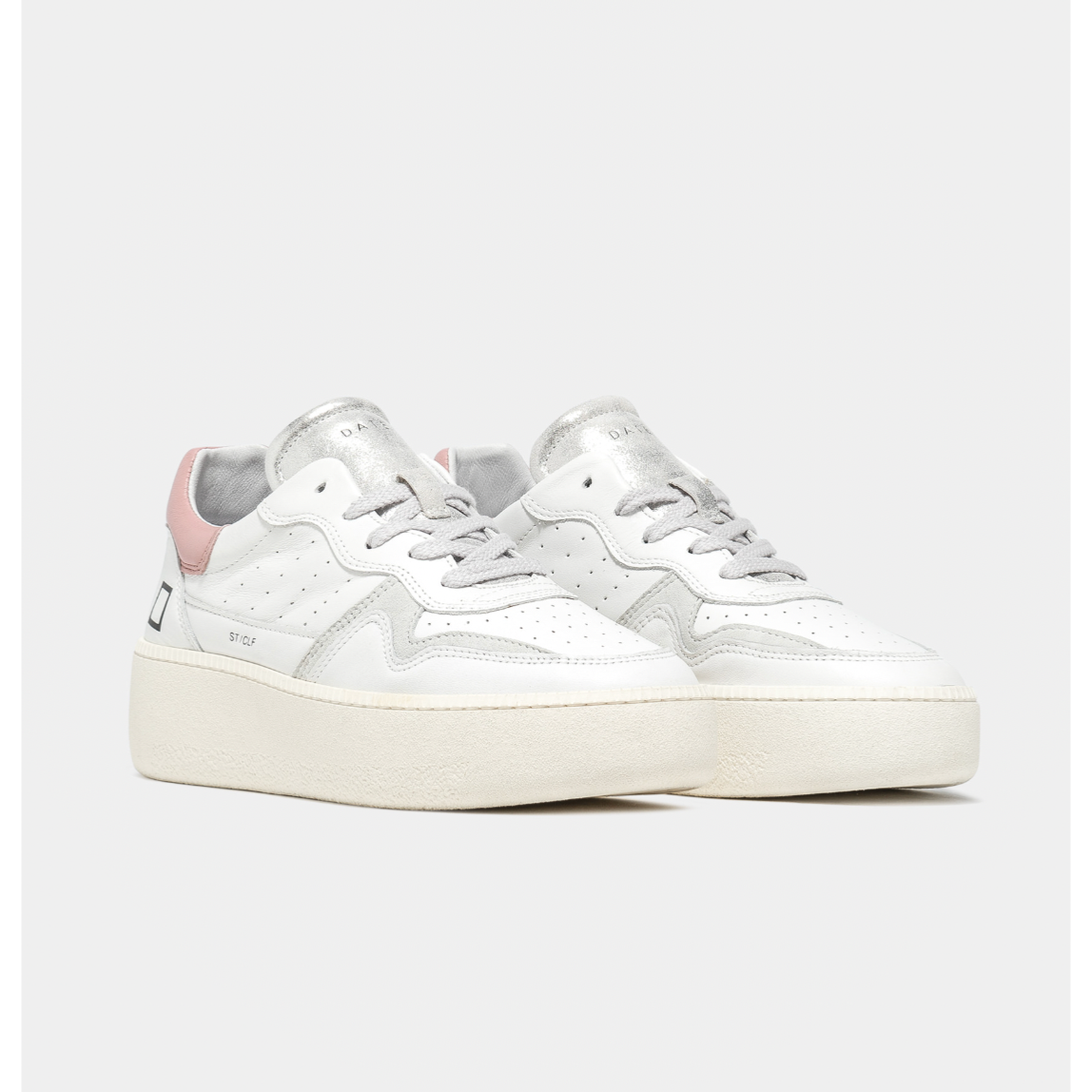 Step Leather Trainers White Pink