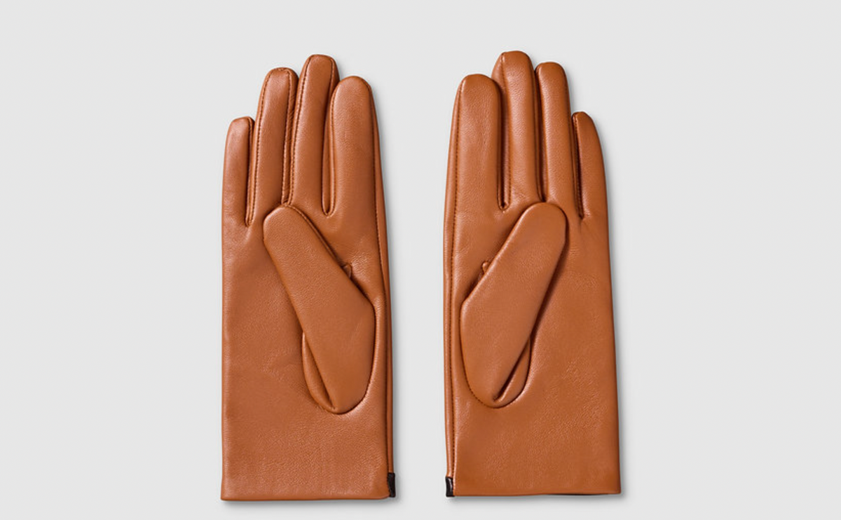 Tan Black Daisy Leather Gloves