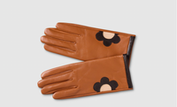 Tan Black Daisy Leather Gloves