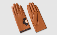 Tan Black Daisy Leather Gloves