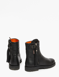 Tassel Cropped Leather Boot Black SALE