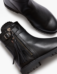 Tassel Cropped Leather Boot Black SALE