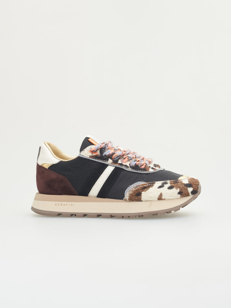 SERAFINI Torino Trainers Black Cow Brown