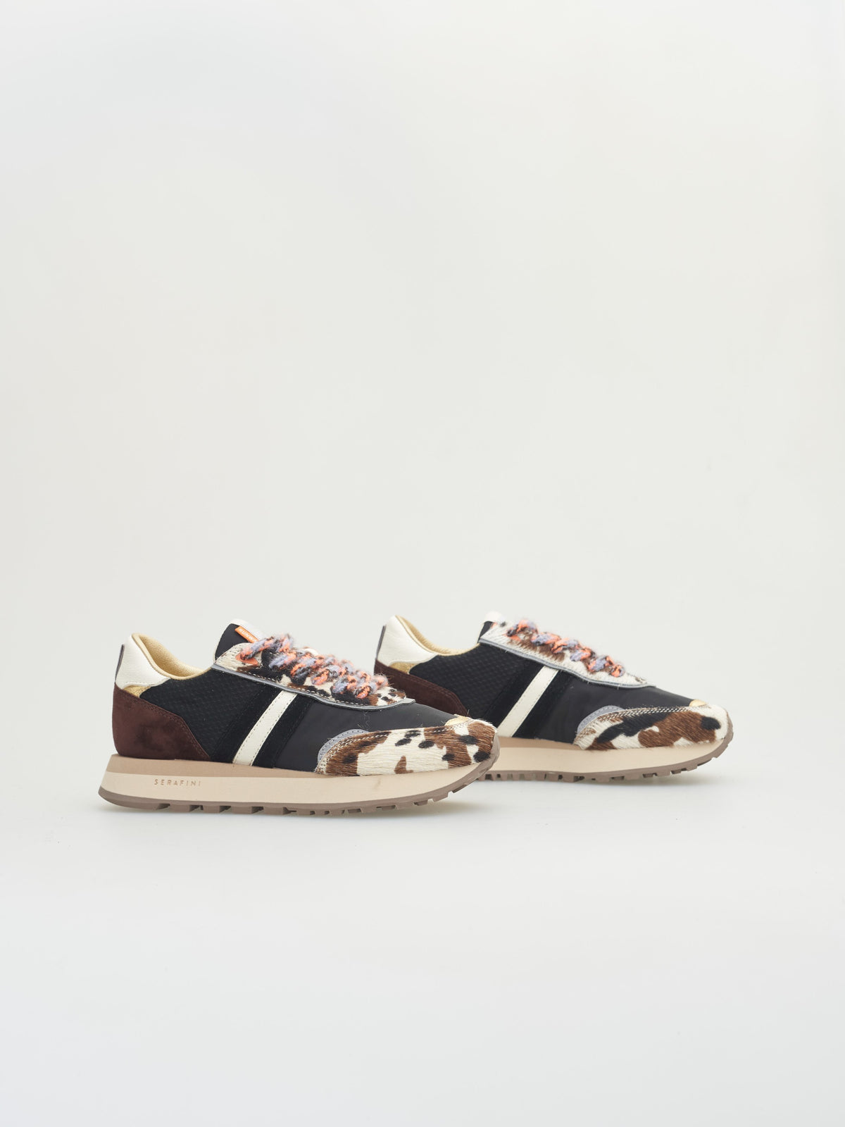 SERAFINI Torino Trainers Black Cow Brown