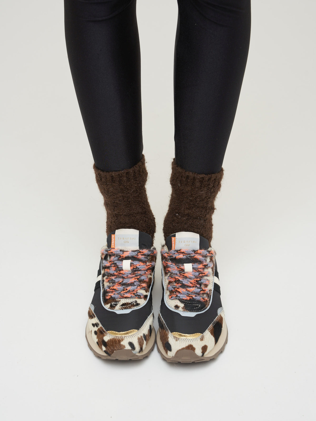 SERAFINI Torino Trainers Black Cow Brown