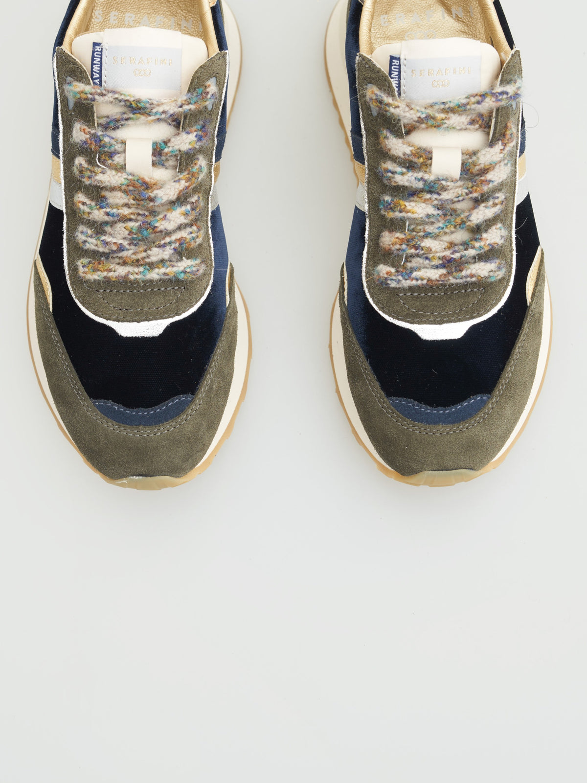 SERAFINI Torino Trainers Velvet Blue Green Leopard