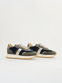 SERAFINI Torino Trainers Velvet Blue Green Leopard