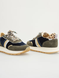 SERAFINI Torino Trainers Velvet Blue Green Leopard