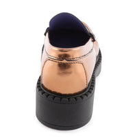 Bronze Metallic Leather Loafers