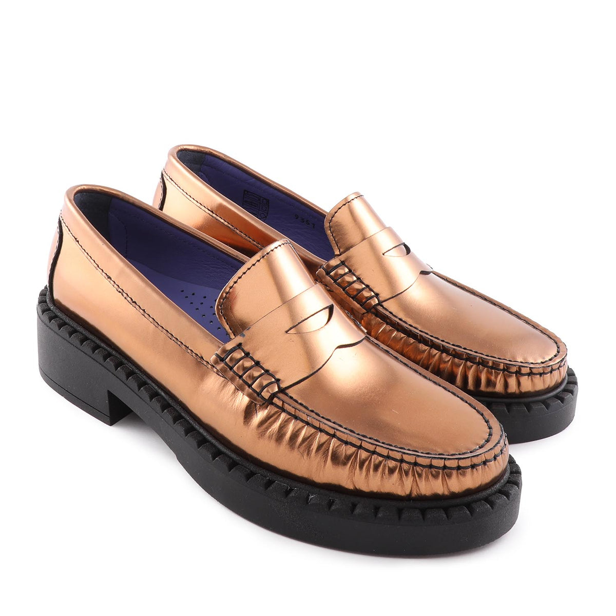 Bronze Metallic Leather Loafers