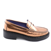 Bronze Metallic Leather Loafers