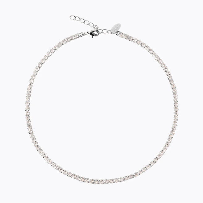 Crystal Mini Zara Necklace Rhodium Plated