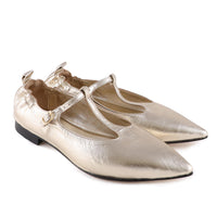 Zoe Platinum Leather Flat