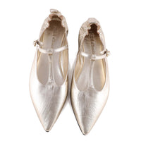 Zoe Platinum Leather Flat