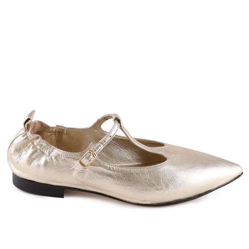 Zoe Platinum Leather Flat